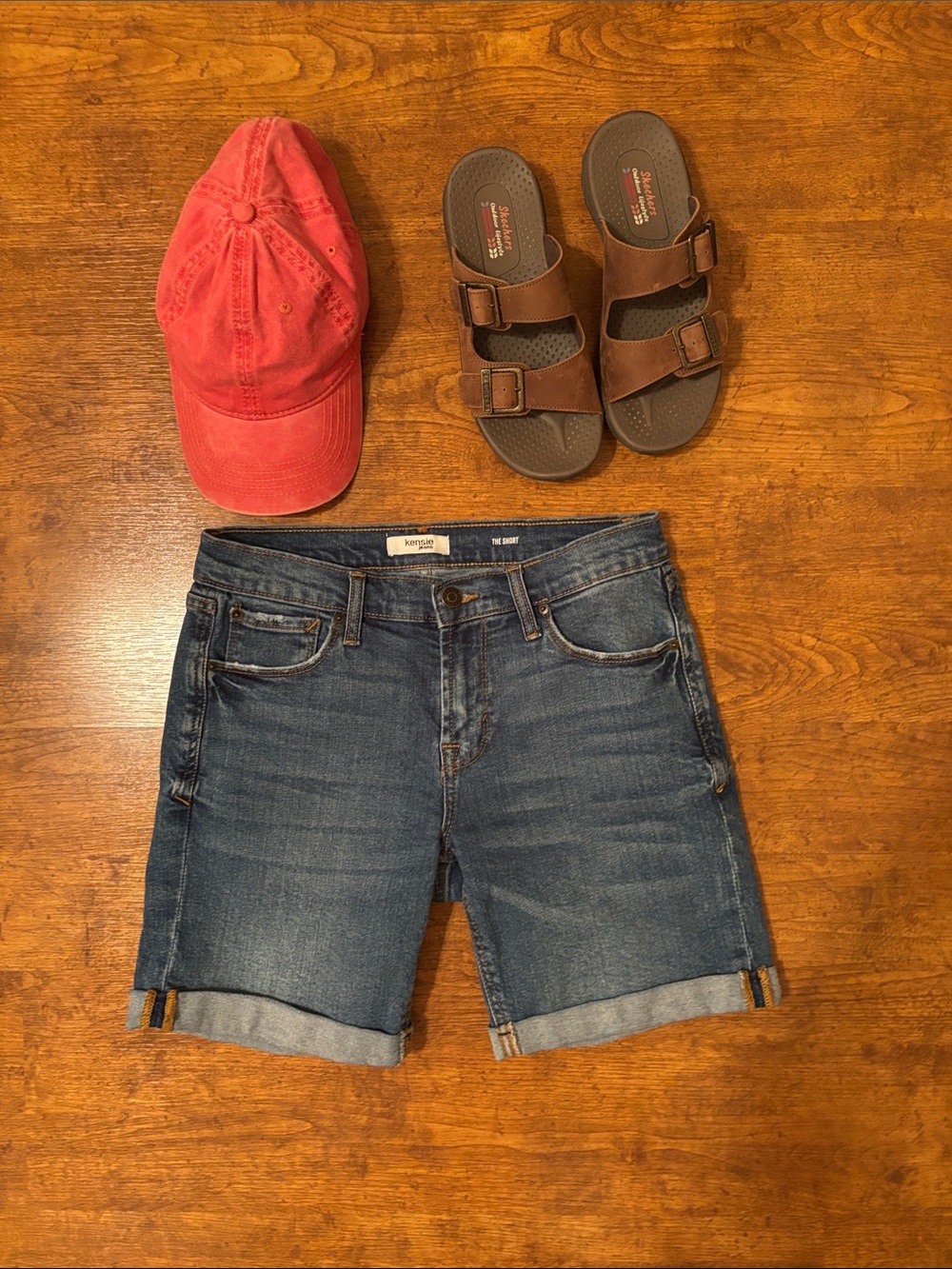 Kensie Blue Denim Roll-Cuff Shorts